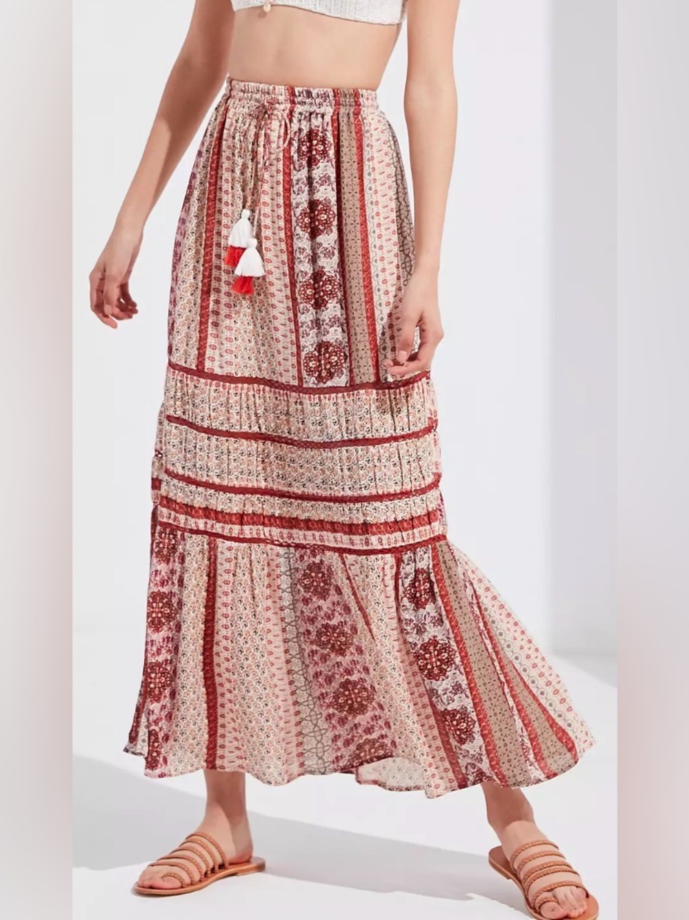 UO Esme Tassel Maxi Skirt